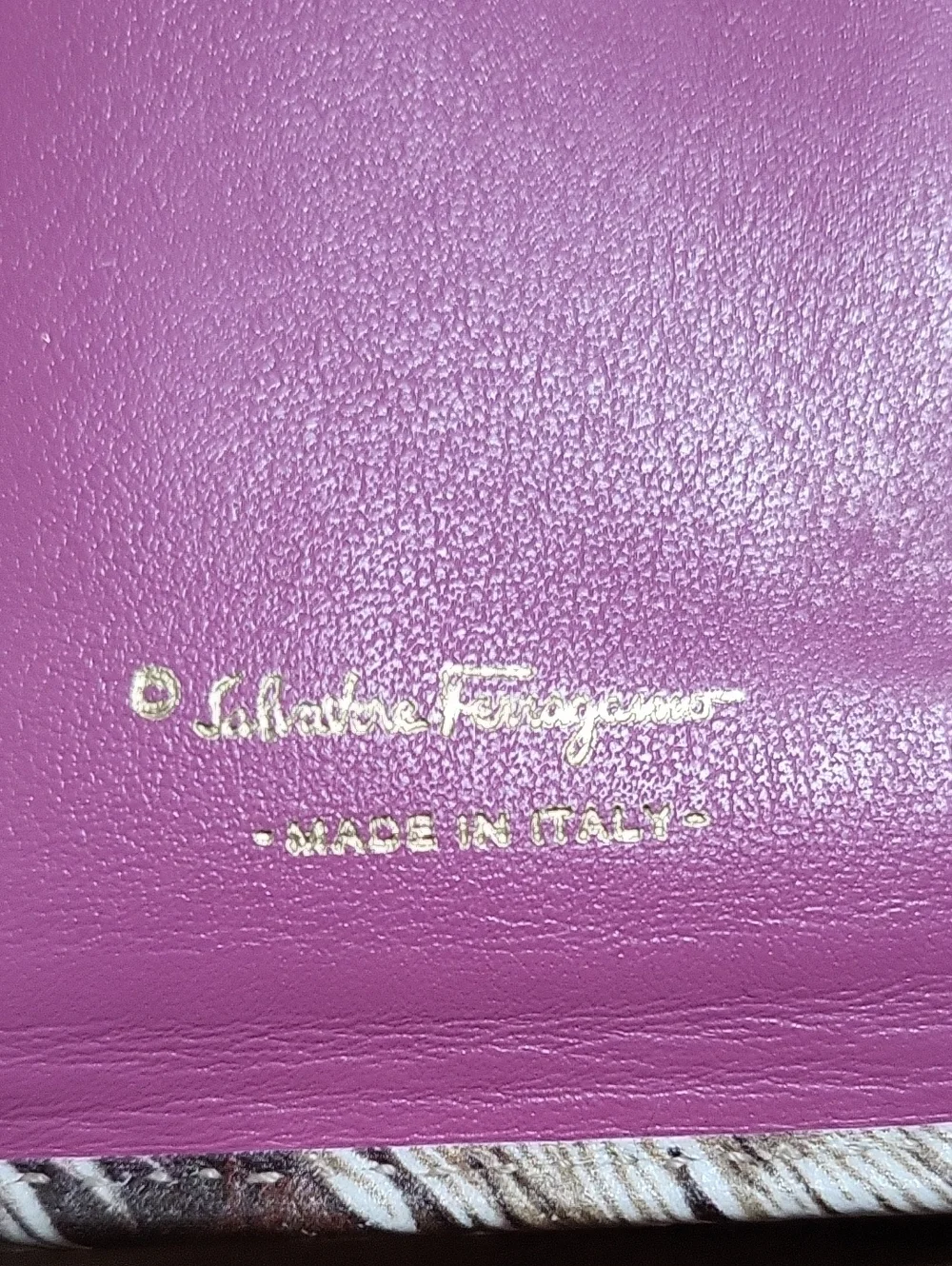 Salvatore Ferragamo Feather Print Leather Wallet in Brown, Pink & Cream - Picture 10 of 16